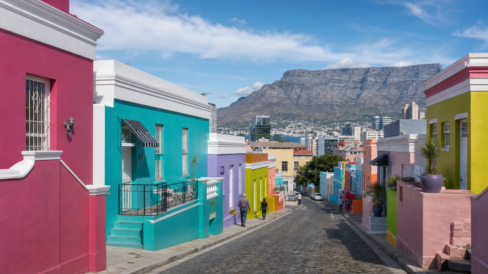 Colorful Bo-Kaap houses on a Cape Town street